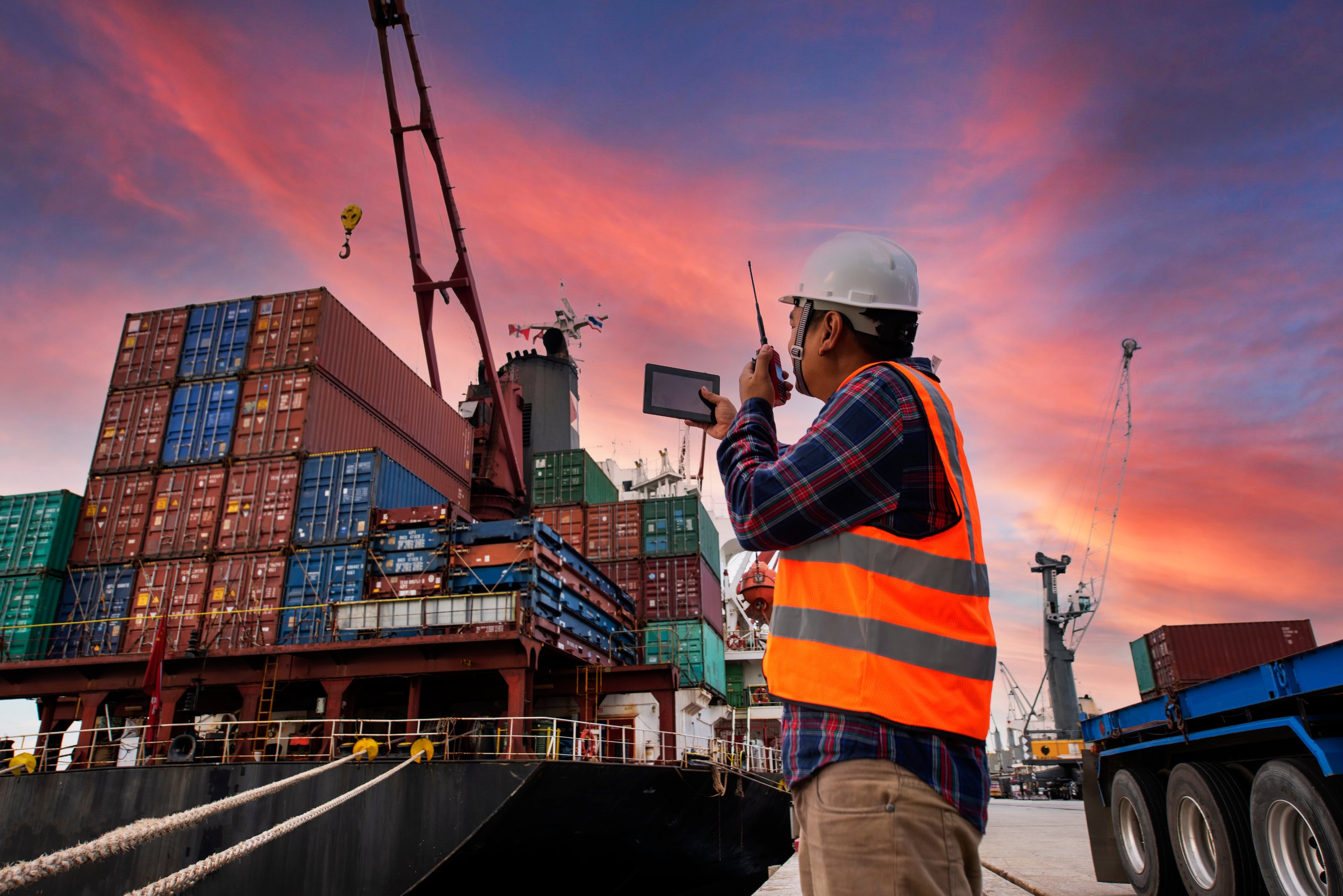 Engineers in the Port Talking in the Radio